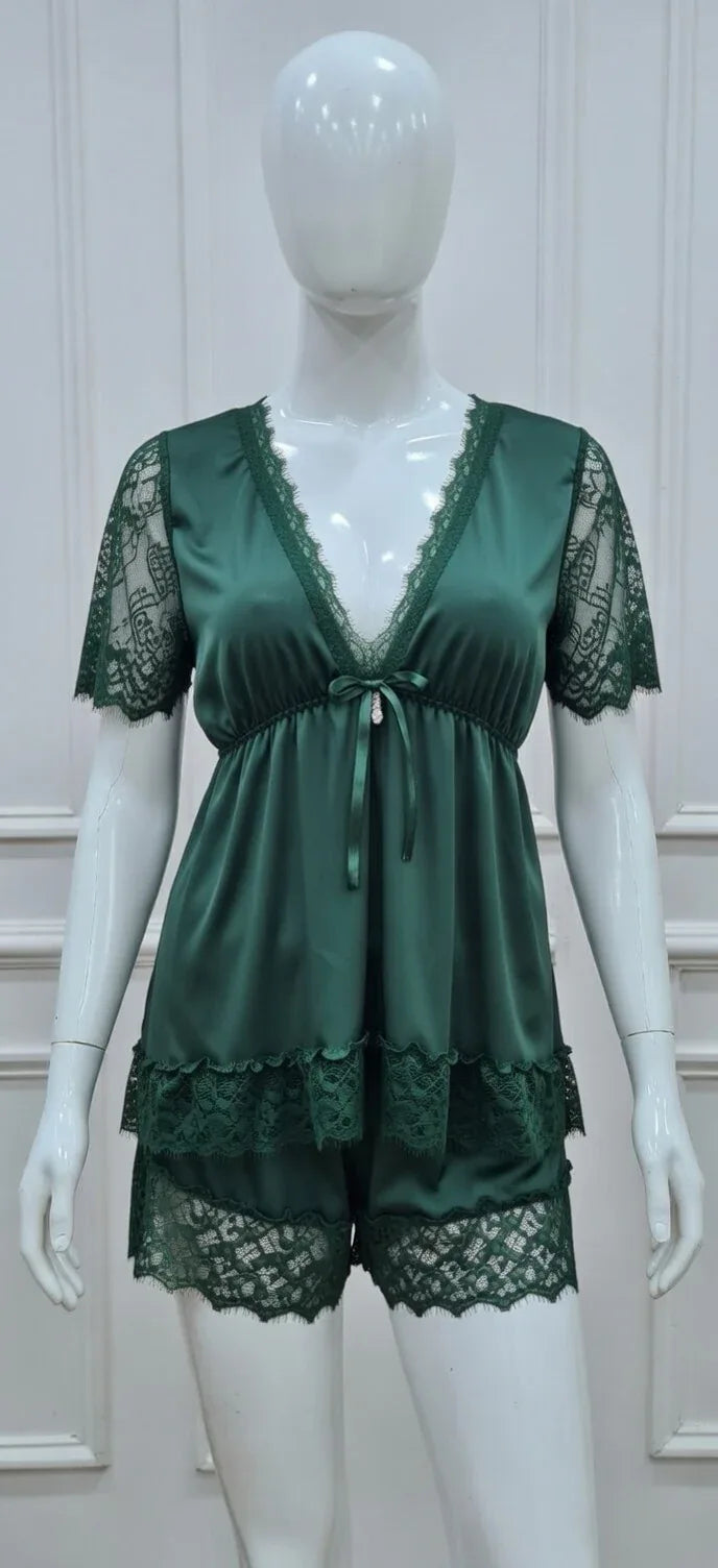 Teal Satin Lounge Set - Rahma Essentials