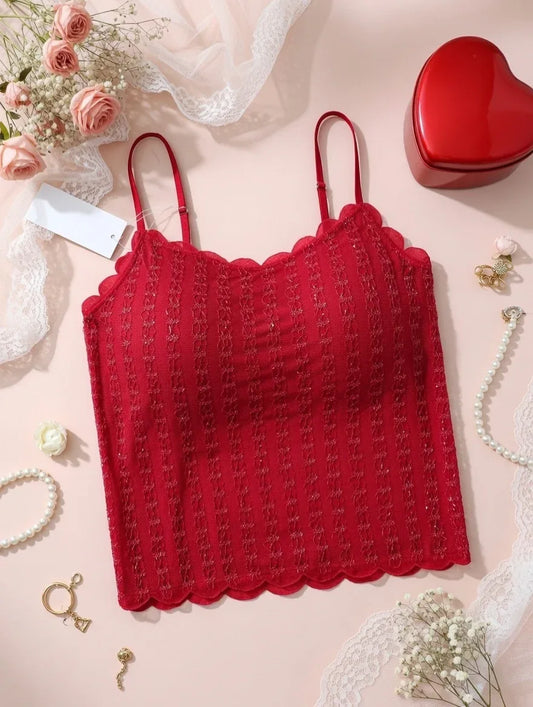 Red Lace Camisole Top - Rahma Essentials